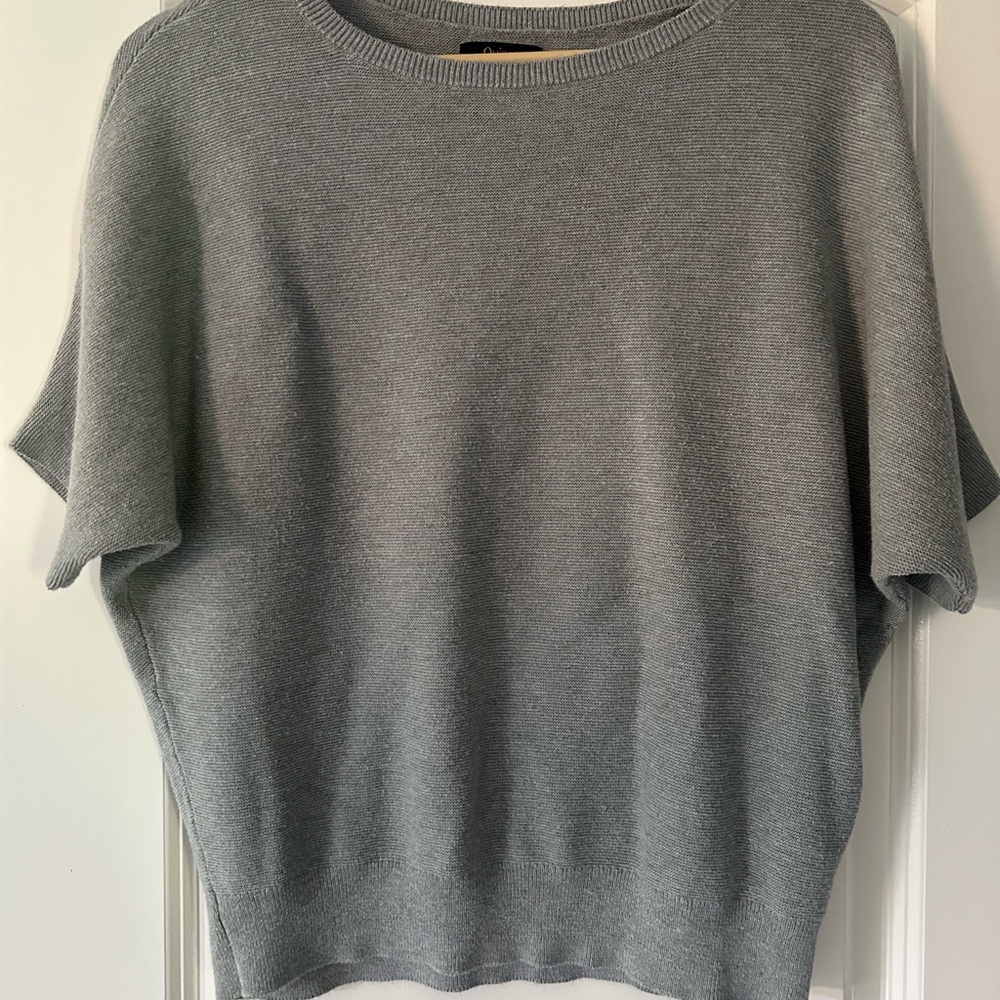 Quince Heather gray rubbed cotton knit dolman sleeve